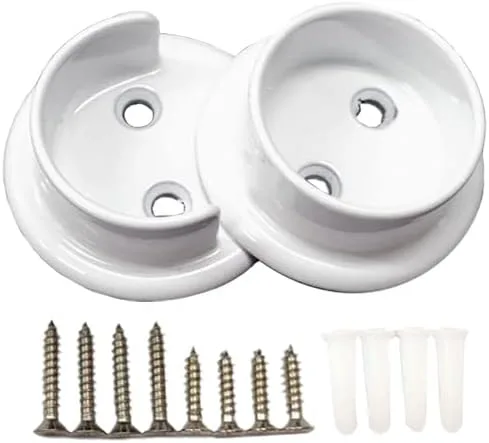 Vista 20 de QCAA Juego de soportes de barra de armario de metal sólido resistente, 1-3/8'', blanco mate, 4 pares, fabricado en Taiwán