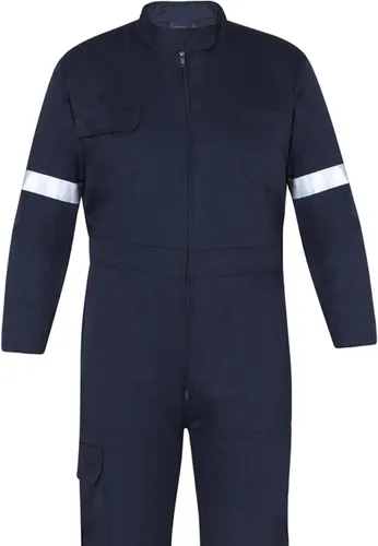 Vista 7 de Lazzar Overol industrial unisex de manga larga resistente Cinta reflectante gris Material de algodón y poliéster Mujer-hombre