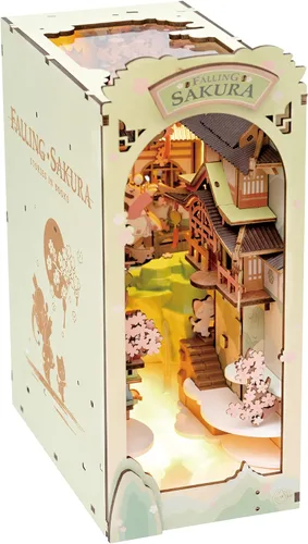 Vista 2 de RoWood Book Nook - Juego de rompecabezas en miniatura de madera 3D, kit de manualidades para adultos