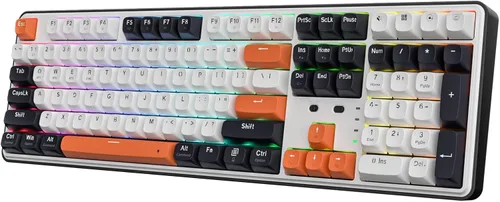 Vista 13 de Redragon K745 PRO Teclado de Juegos Inalámbrico con Sello RGB, Teclado Mecánico de 108 Teclas con 4 Teclas Extra, Enchufe LED Orientado al Sur
