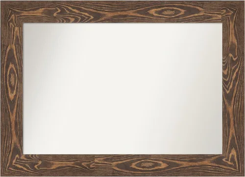 Vista 139 de Amanti Art Espejo de baño marrón para sobre fregadero, 26 x 26 pulgadas, espejo de tocador cuadrado marrón rústico Alexandria, marco de madera