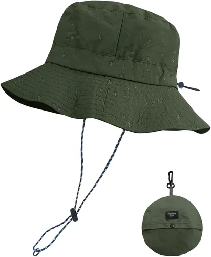 Vista 13 de PFFY Packable Sun Bucket Hat for Men Women Outdoor UV Protection Sun Hats Caqui