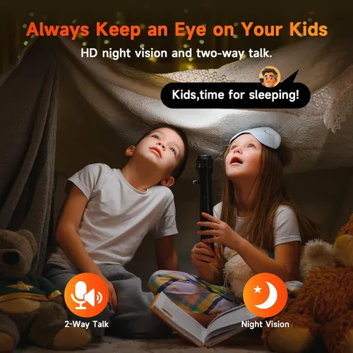 Vista 6 de Hawkray - Cámara de seguridad inteligente de doble lente de 360°, cámara HD 2K, compatible con 2.4G/5G, WiFi de doble banda, visión nocturna a