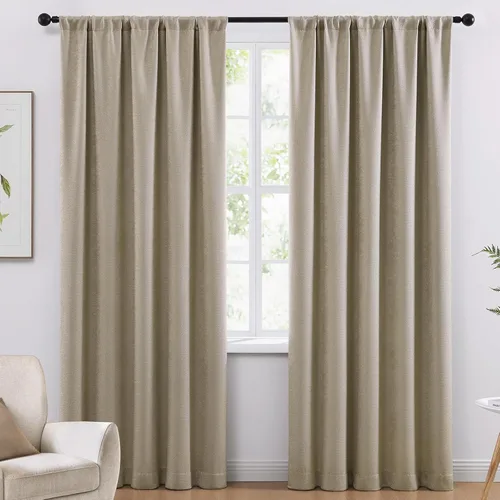 Vista 31 de WRENSONGE Cortinas opacas para dormitorio, cortinas opacas negras de 63 pulgadas de largo para sala de estar, ventanas, cocina, habitación, cortinas