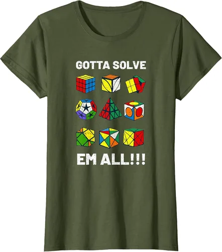 Vista 22 de Competitive Puzzle Cube Gotta Solve Em All Speed Cubing T-Shirt Asphalt Grey