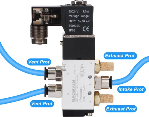 Vista 3 de Baomain Válvula de aire neumática del solenoide 4V110-06 DC24V 5 posición PT1/8" conducida internamente de la posición PT1/8" solo control eléctrico