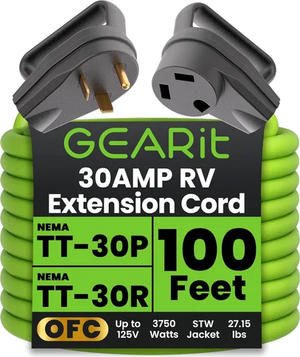 Vista 10 de GEARit Cables de extensión OFC de 30 pies para exteriores, 30 amperios, calibre 10, 3 puntas, impermeable, resistente, STW 10/3 AWG, cable de 125 V