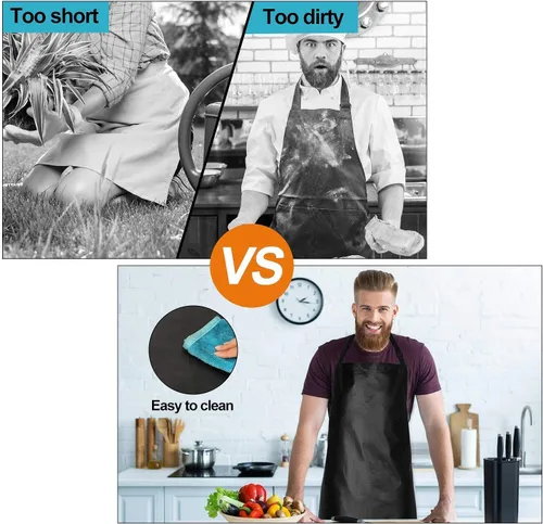 Vista 6 de Gotega Waterproof Rubber Vinyl Apron Adjustable Dishwasher Apron - Apron for Women Men Heavy Duty Work Apron