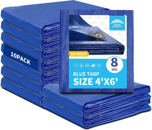 Vista 16 de RAINDEWAY Lona pequeña negra de 3x3 pies (paquete de 2), resistente a los rayos UV, lonas polivalentes de resistencia media impermeables, lona