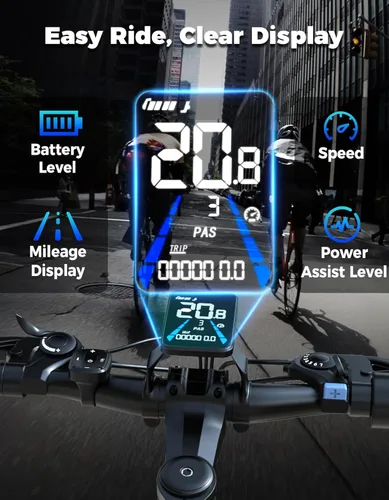 Vista 7 de Electric Bike for Adults, 1500W Peak Mountain Ebike with 25 MPH, 65 Miles Range, 7 Speeds, 48V 10Ah Removable Battery 26" Ebike for Commute