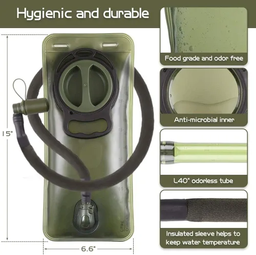 Vista 2 de 2L Hydration Bladder, Water Bladder for Hiking Backpack 2 Liter Water Storage Bag with Insulated Tube, Hydration Back Pack Replacement for Outdoor