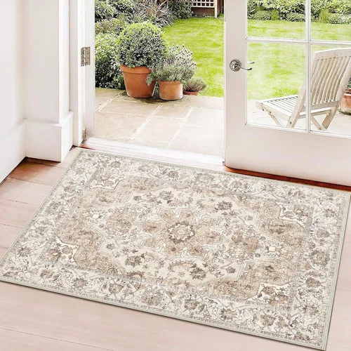Alfombra de pasillo lavable de 2 x 3: alfombras antideslizantes con parte trasera de goma, alfombra de cocina suave, alfombra pasillo estilo granja