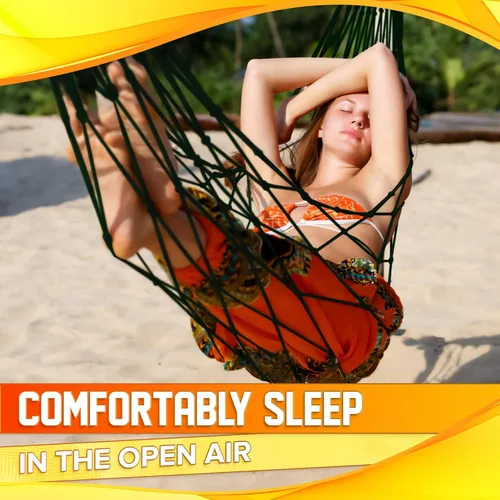 Vista 6 de Hamacas de cuerda de malla para exteriores – Hamaca de nailon para acampar – Hamaca de malla con límite de peso grande Hamaca Hamaca Hamacas grandes
