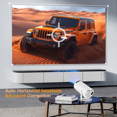 Vista 2 de Mini proyector con WiFi y Bluetooth, 4K 1080P compatible con proyector portátil, 170 ANSI, rotación de 180°, corrección trapezoidal automática