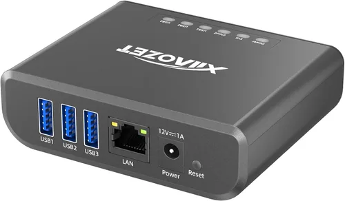 LK301E Servidor de dispositivos USB Gigabit - Hub de 3 puertos USB sobre IP para LAN, servidor USB Gigabit Ethernet compatible con impresoras,