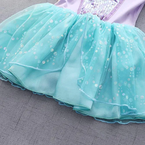 Vista 6 de IBAKOM Ropa de princesa para bebé niña + diadema trajes de verano para Halloween, Navidad, cumpleaños, fiesta