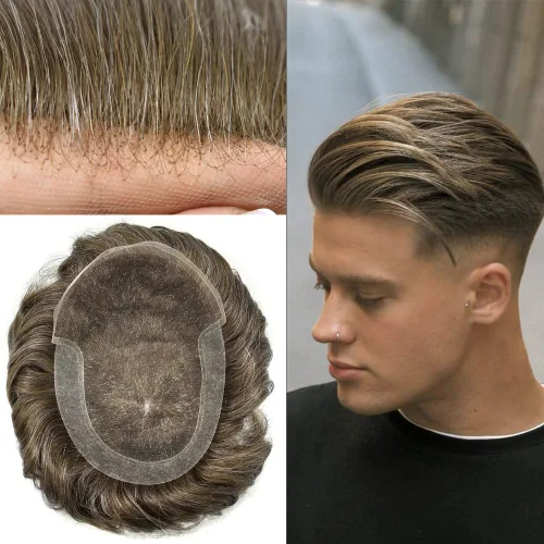 Vista 52 de Toupee - Sistema de cabello humano no quirúrgico para hombres Toupee indetectable de encaje para hombres, extensiones de cabello gris 100% cabello