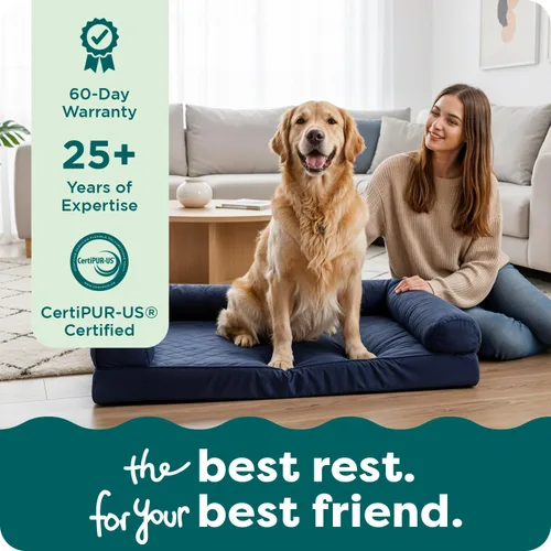 Vista 9 de Furhaven - Cama ortopédica para perros, estilo sofá, acolchada, con funda extraíble y lavable, marrón tostado, tamaño jumbo (XL)