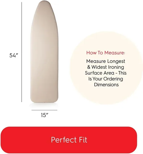 Vista 2 de TIVIT Funda para tabla de planchar de 15 x 54 pulgadas, fundas acolchadas ecológicas sin blanquear, algodón natural sin tratar y no tratar, 2 capas