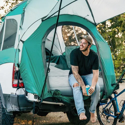 Vista 8 de Colchón de cama de camión extensible para portón trasero con bomba incorporada, colchón de aire para cama de camión resistente, para 5.5-5.8 pies