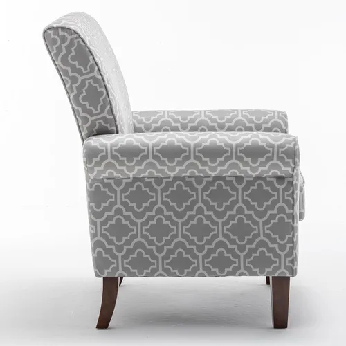 Vista 39 de Sillón clásico con marco de madera de abedul y cómodos reposabrazos enrollados, sillones para sala de estar, dormitorio y decoración de oficina