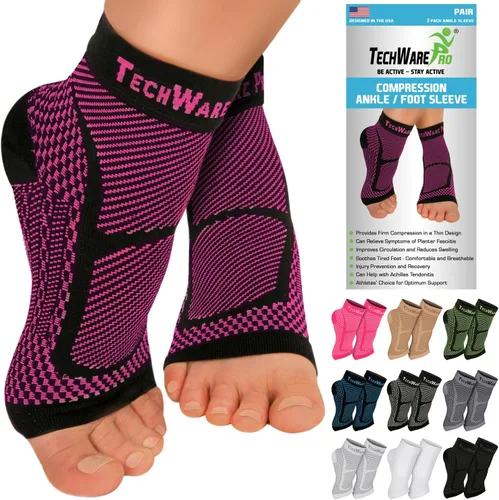 Vista 8 de TechWare Pro - Tobillera de compresión, alivia la tendinitis aquílea, para fascitis plantar, con soporte para arco, reduce la hinchazón y el dolor