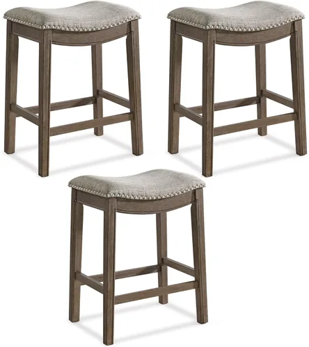 Vista 11 de ROME + OAK Parker Taburete de Mostrador de 26 Pulgadas, Taburete de Cocina sin Respaldo Tipo Silla de Montar en Acabado de Roble Recuperado