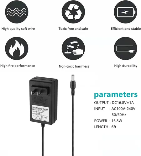 Vista 4 de 16.8V AC/DC Massage Gun Charger Adapter with 16.8V 0.8A 1A Massage Guns Power Supply Cord Cable (6.6Ft)