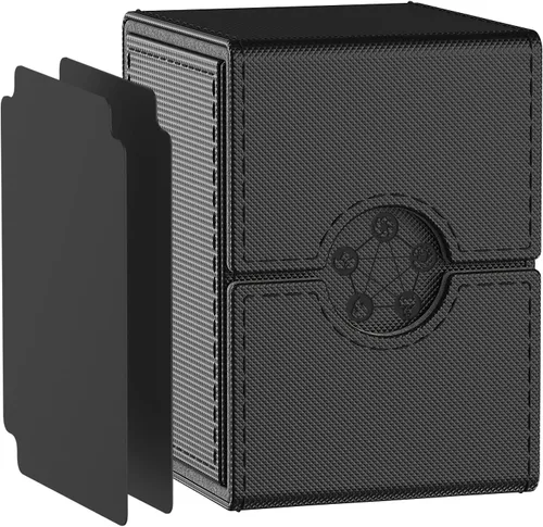 Vista 8 de Caja de cubierta compatible con tarjetas MTG, funda para tarjetas coleccionables con 2 divisores por soporte, tamaño grande para más de 100 tarjetas