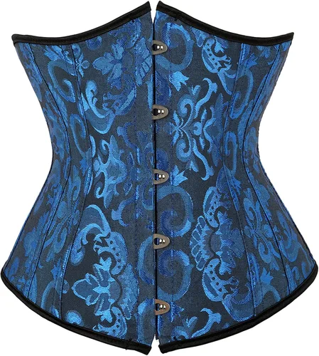 Zhitunemi - Corsé de brocado y jacquard para mujer, para usar debajo del busto, moldeador de cintura, con cordones y varillas