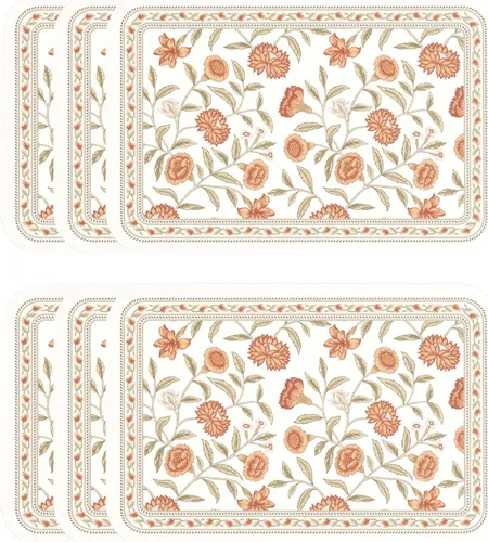 Vista 8 de ISAENNE Juego de 6 manteles individuales de PVC, rectangulares con estampado de flores y pájaros, impermeables y resistentes al calor, decoración