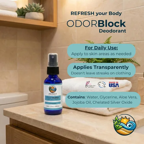 Vista 6 de 3rd Rock Essentials ODORBlock ™ Desodorante corporal sin perfume Desodorante invisible sin aluminio no tóxico Cuidado personal totalmente