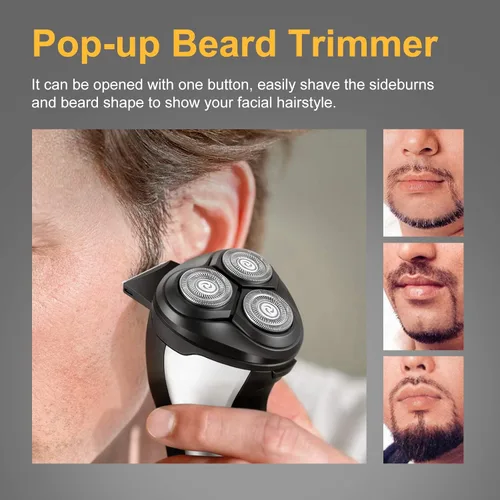 Vista 4 de Men's Electric Shaver, Rolg Razor for Men Rechargeable, Wet & Dry Rotary Shavers Men, Cordless Shaving Razors with Pop-up Sideburn Trimmer