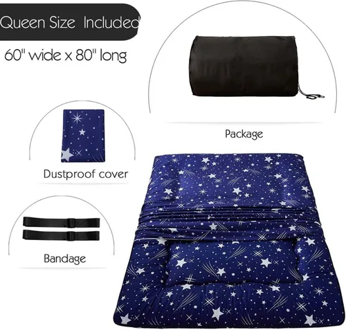 Vista 293 de Colchón futón japonés de piso gris constelación, de piso tatami, portátil, para acampar, para niños, sofá cama plegable enrollable con protector