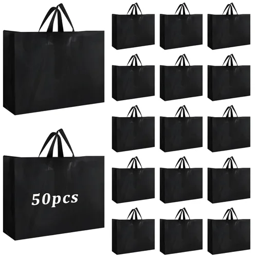 Vista 22 de Amylove - 80 bolsas de compras transparentes, bolsas de regalo con asa, 6 x 3 x 9 pulgadas 2-Transparente