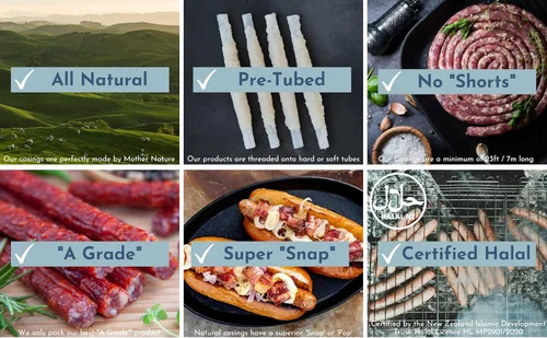 Vista 5 de Tripas para palitos Snack - Tripas para salchichas de desayuno - Tripas naturales de cordero/oveja para la elaboración de salchichas. Tripa de 19