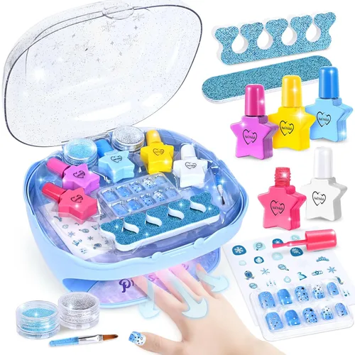 Shemira Kit de esmalte de uñas para niñas de 7 a 12 años, juguete de arte de uñas para niñas de 5, 6, 7, 8, 9, 10, 11, 12 años, estudio de arte de