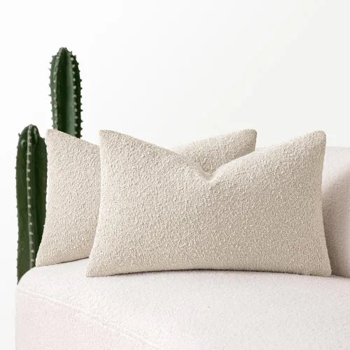 Vista 19 de MIULEE Juego de 2 fundas de almohada decorativas de 16 x 16 pulgadas para sofá o cama, fundas de almohada neutras con textura de boucle, color beige