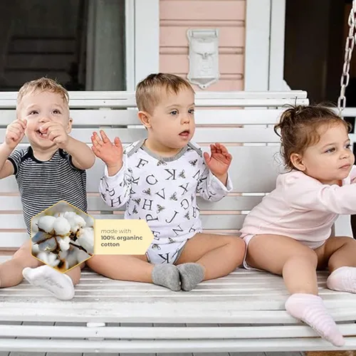 Vista 4 de A-Bee-C Long Sleeve Organic Baby Bodysuits 3 Pack