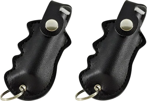 Vista 16 de 1/2 oz. Spray de pimienta con funda de agarre y accesorio de llavero, gatillo de brillo de bloqueo de giro de seguridad, fórmula de máxima Negro 1
