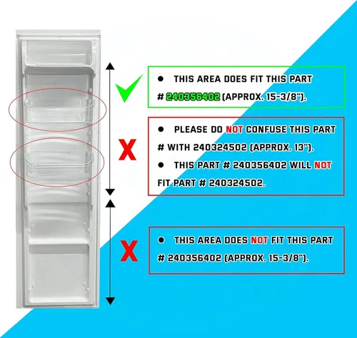 Vista 7 de [PAQUETE DE 2] Pieza de Repuesto MEJORADA 240356402 para Compartimento de Puerta de Refrigerador, Compatible con Estante de Puerta de Refrigerador