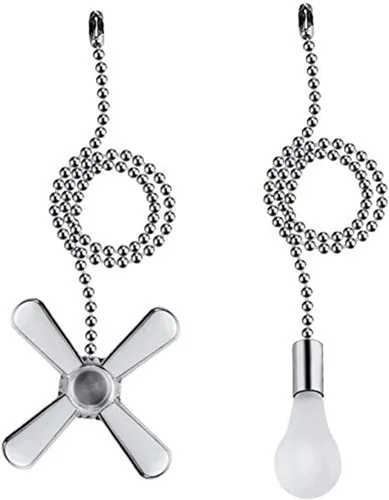 Vista 8 de Cadena de tracción para ventilador de techo, 24 pulgadas extra larga con bombilla decorativa de vidrio esmerilado y cable de ventilador, se adapta a