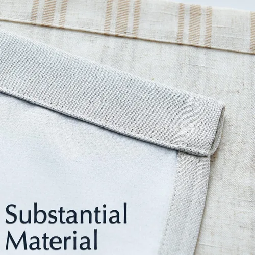 Vista 9 de jinchan Cenefa de lino a rayas, cenefa opaca de doble capa para ventanas de 18 pulgadas, estampado a rayas, tratamiento rústico de ventana