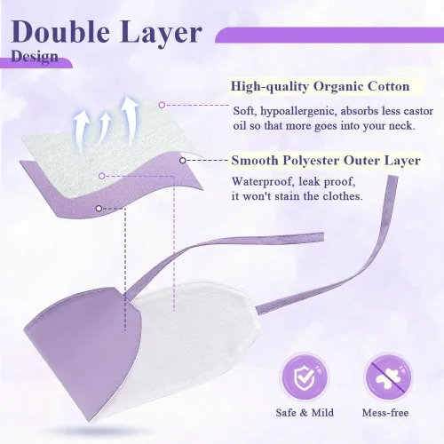 Vista 4 de Paquete de aceite de ricino para tiroides, compresa de aceite de ricino orgánico, almohadillas de compresión para el cuello, algodón reutilizable