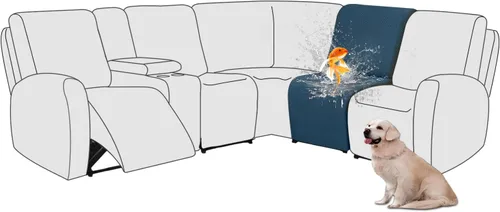 Vista 48 de ALIECOM Fundas 100% impermeables para sofá seccional reclinable, forma de L, elásticas, para esquina, funda para sofá seccional reclinable, lavable