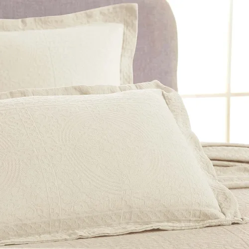 Vista 192 de Superior Fleur De Lis - Juego de colcha de algodón de 3 piezas, decoración de cama para el hogar, colcha decorativa con textura, 2 fundas de Azul