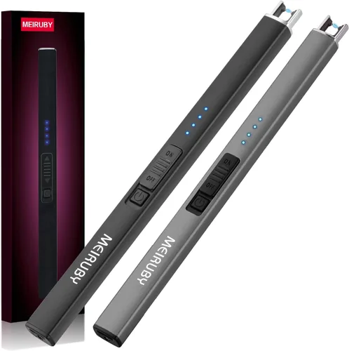 Vista 15 de MEIRUBY Encendedor eléctrico de velas largo electrónico, recargable por USB, arco, resistente al viento, encendedores sin llama para velas, camping