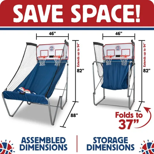 Vista 5 de Pop-A-Shot - Home Dual Shot with NCAA Graphics l Sensor Scoring l 16 Game Modes l 7 Balls l Foldable Storage l for All NCAA Fans