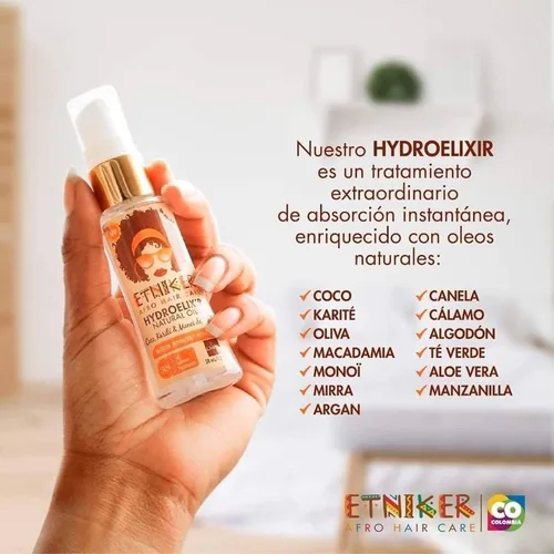 Vista 7 de ETNIKER - Kit de definición de cabello rizado y ondulado con textura afro, gel, hidroelixir y crema de peinado Control, nutrir, definir Coco