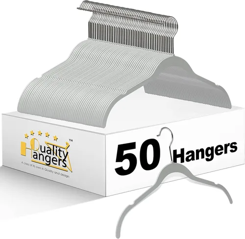 Vista 12 de Quality Hangers Perchas de plástico que no son de terciopelo para la ropa, juego de perchas resistentes para ropa, perchas para armario que ahorran